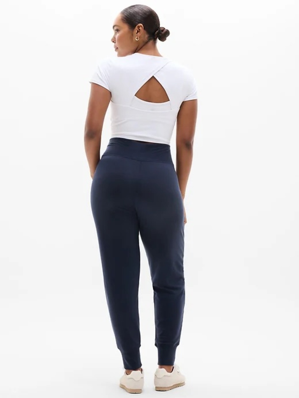 Athleta Coaster Luxe High Rise Jogger Pants Navy Blue MP Medium Petite - Picture 2 of 10
